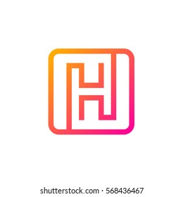 Letter H logo,Rounded rectangle shape symbol,Digital,Technology,Media,Pink and Yellow color