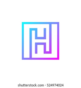 Letter H logo,Square shape symbol,Digital,Technology,Media