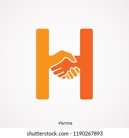 Letter H logotype handshake, abstract logo icon design, ready symbol creative vector sign.