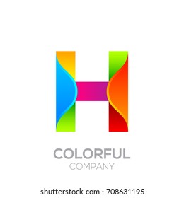 Letter H logotype made of stripes with Glossy colorful and gradient, Rainbow Vibrant Colors for your Corporate identity vector design template