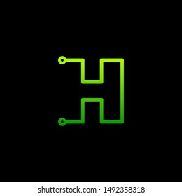 Letter H logotype monoline Technology, digital, electronics, chip, connection concept. Modern Logo Technology for Business. Logotypes of Digital combining with circuit . - vector