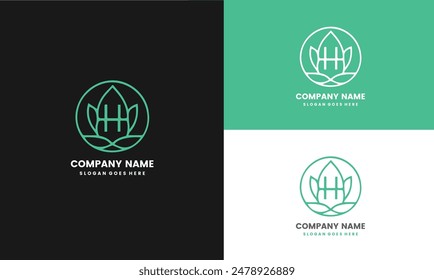 Letter H Lotus Flower Logo Design Template Premium Vector EPS10