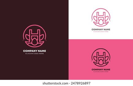 Letter H Lotus Flower Logo Design Template Premium Vector EPS10