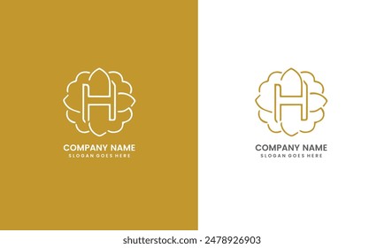 Letter H Lotus Flower Logo Design Template Premium Vector EPS10