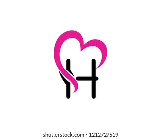 Letter H Love Logo Template Design Vector, Emblem, Concept Design, Creative Symbol, Icon