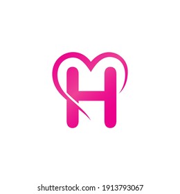 Letter H and Love Logo Template design vector