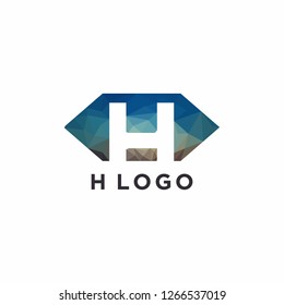 letter h low poly logo design vector template