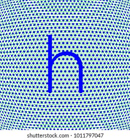letter h lowercase bright blue color on globe shaped texture vector