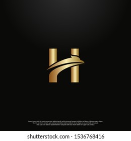 Letter H luxury eagle Logo icon monogram design. Vector graphic design template element. black background.