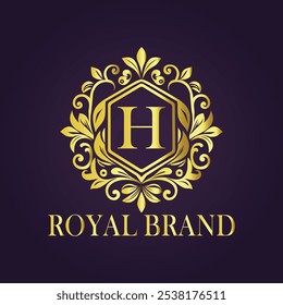 Letter H luxury gold logo concept