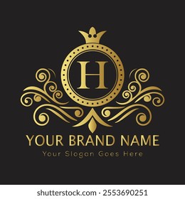 Letter H luxury gold logo concept
