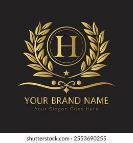 Letter H luxury gold logo concept
