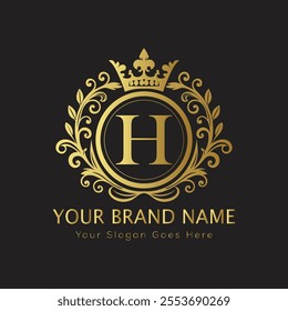 Letter H luxury gold logo concept

