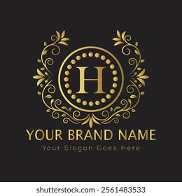 Letter H luxury gold logo concept
