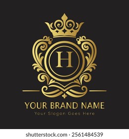 Letter H luxury gold logo concept
