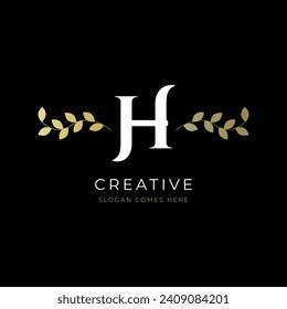 letter H luxury logo, creative letter h designs for luxury, Modern creative letter H vector logo design, Letter H floral logo icon design template.