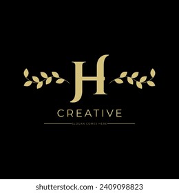 logotipo de lujo de letra H, letra creativa h diseños de lujo, letra creativa moderna diseño de logotipo vectorial H, diseño de icono de logotipo floral de letra H.