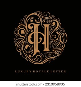 Letter H Luxury Royal Circle Ornament Logo