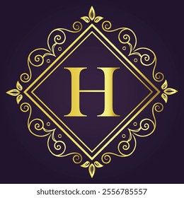 Letter H luxury and Royale brand logo concept design
