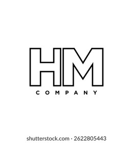 Letter H and M, HM logo design template. Minimal monogram initial based logotype.