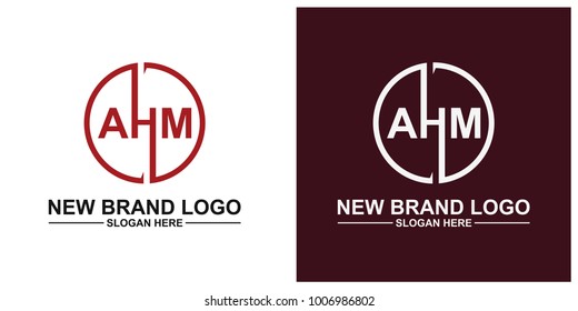Letter A H M logo icon design template elements.