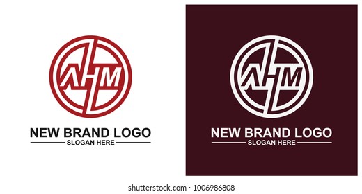 Letter A H M logo icon design template elements.