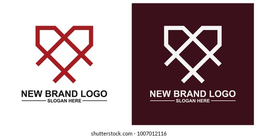 Letter A H M logo icon design template elements. A, H, M abstract logo design conceptc. Love Logo Template