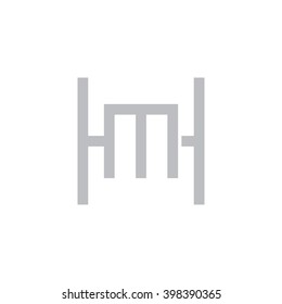 letter H and M monogram square shape logo gray