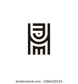 Letter H and m, number 3 square circle geometric symbol simple logo vector