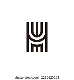 Letter H, M and w square, circle geometric symbol simple logo vector
