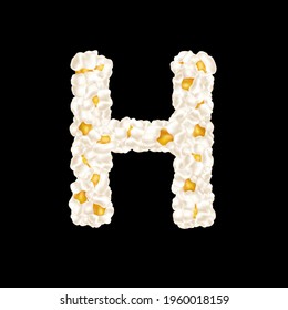 The letter H made up of airy popcorn. Vector illustration