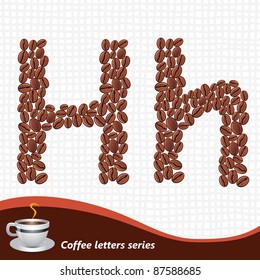Letter H made of coffee beans vector set