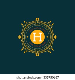 The letter H made in modern line style vector. Luxury elegant frame ornament and ethnic tribal elements. Example designs for Cafe, Hotel, Jewelry, Fashion, Restaurant 