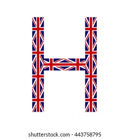 Letter H made from United Kingdom flags on white background