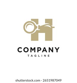 Letter H Magnifying Glass Logo Icon Vector