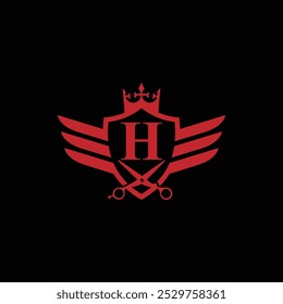 Letter H with Male And Female Hair Cut Salon Logo