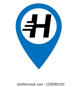 letter H and map pin. logo concept. Designed for your web site design, logo, app, UI