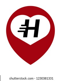 letter H and map pin. logo concept. Designed for your web site design, logo, app, UI