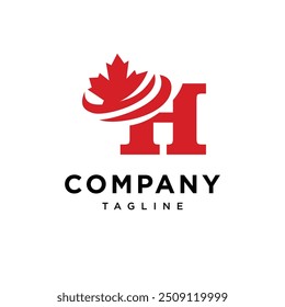 Letra H Vector de icono de logotipo de hoja de arce