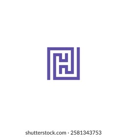 Letter H Maze Labyrinth Logo Design Element