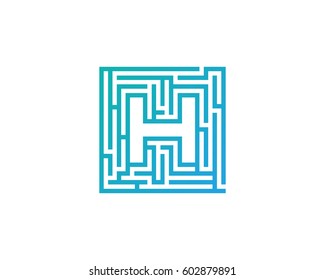 Letter H Maze Labyrinth Logo Design Element