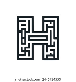 Buchstabe H Labyrinth Logo Vektorillustration Vorlage Design