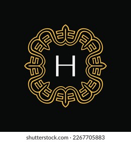 letter H medallion emblem initial circle badge logo