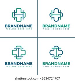 Letter H and I Medical Cross Logo Set, representing care, health, and trusted medical services