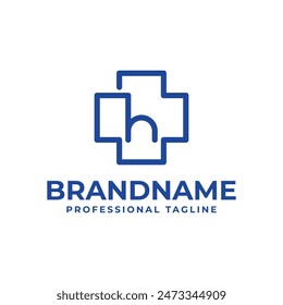 Letter H Medical Cross Lowercase Logo, suitable for business related to Medical Cross or Pharmacy with H initial