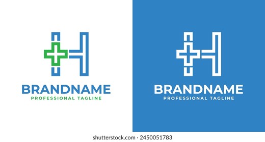 Letter H Medical Cross Modern Logo, suitable for business related to Medical Cross or Pharmacy with H initial