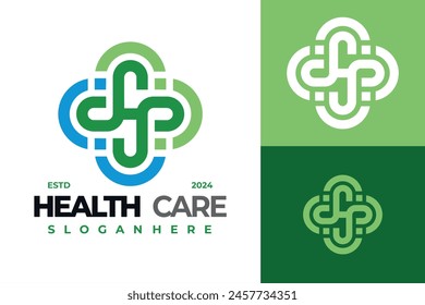 Letter H Medical Health Care logo design vector symbol icon illustration