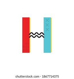 Letter H memphis style logo or symbol template design