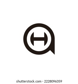 Letter H in message, circle geometric symbol simple logo vector