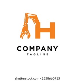 Letter H Metal Shear Excavator Logo Icon Vector